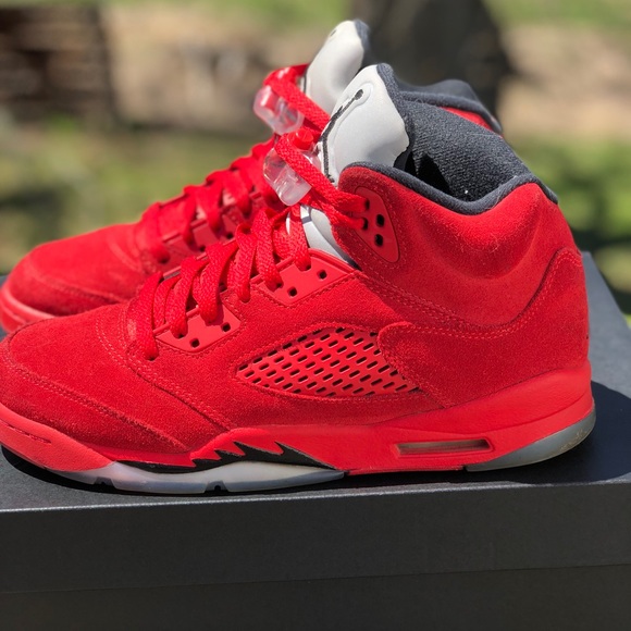 jordan v red suede